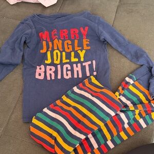 Old Navy Blue Pajama Set with Colorful Stripes